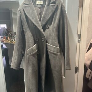 SHOREH Double-Breasted Gray Trench Coat